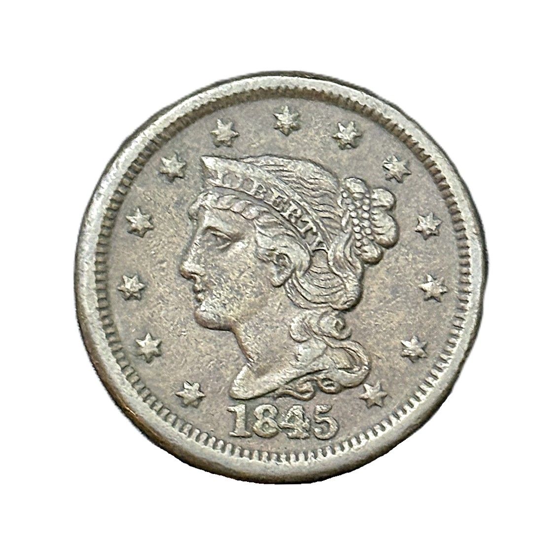 1845 Braided Hair US Large Cent