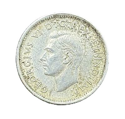 1943 Canada Silver 10 Cents George VI Bluenose Schooner Dime