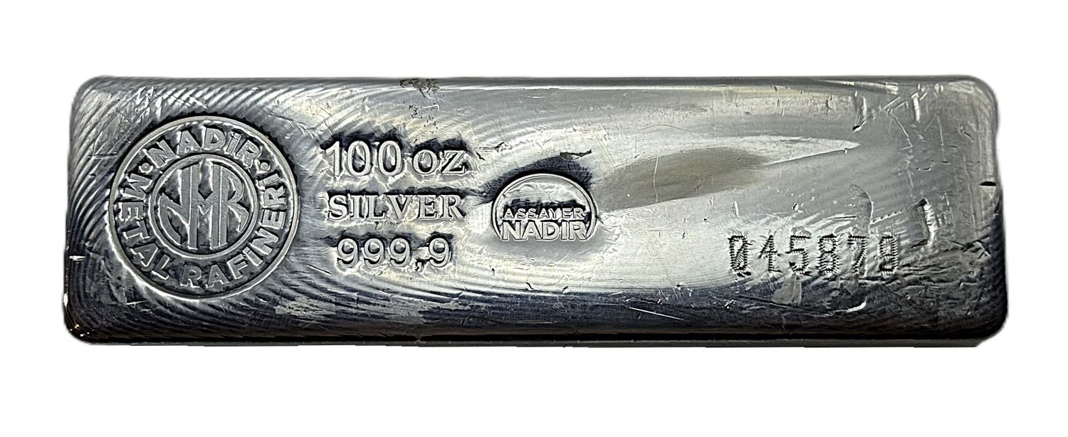 Nadir Metal Rafineri 100 oz Pure Silver Cast Bullion Bar