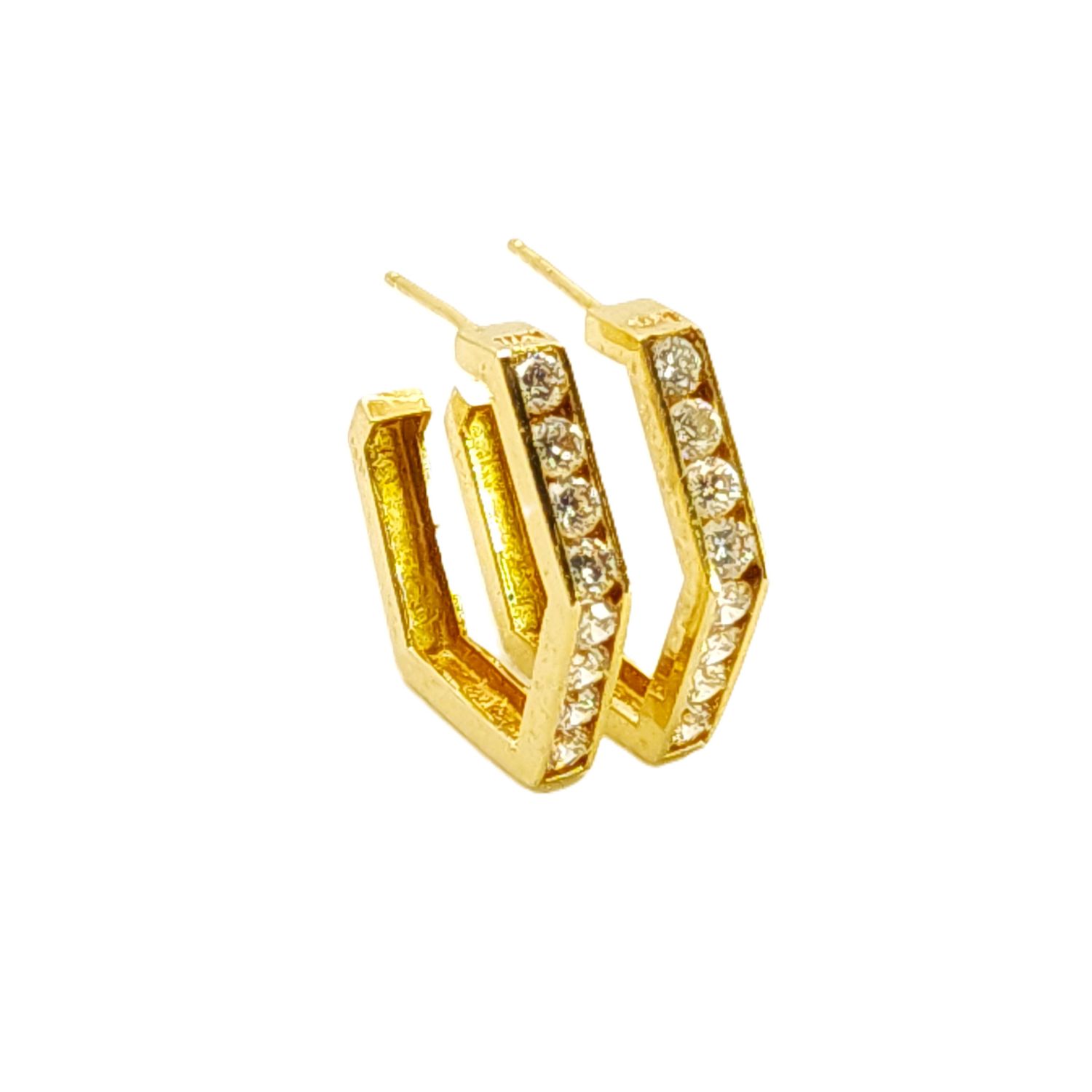 14k Gold Hexagon Hoop- Size: 7/10"