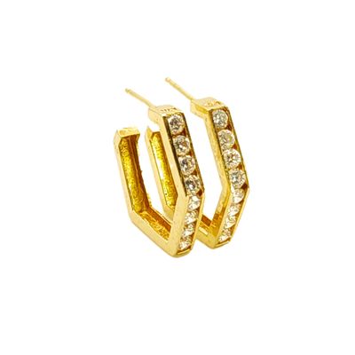 14k Gold Hexagon Hoop- Size: 7/10"