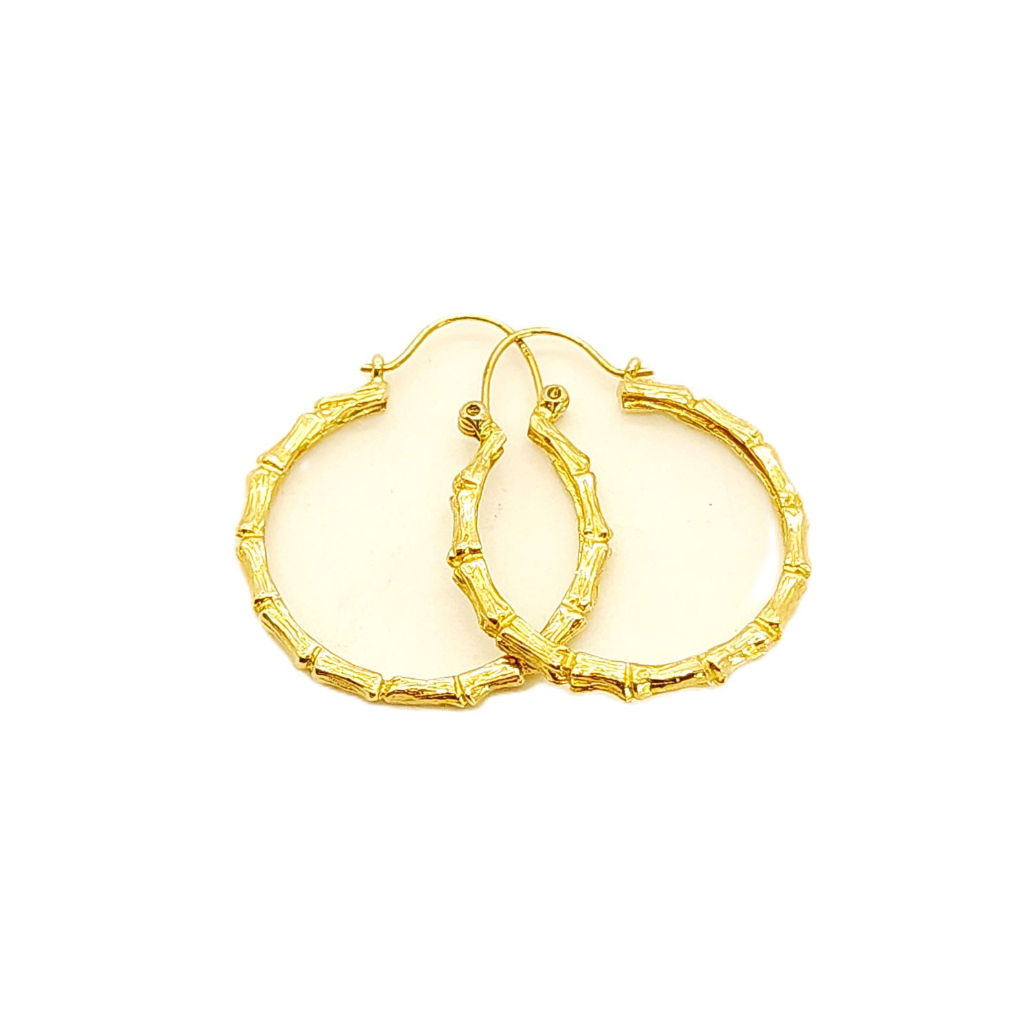 14k Gold Bamboo Hoop- 1"