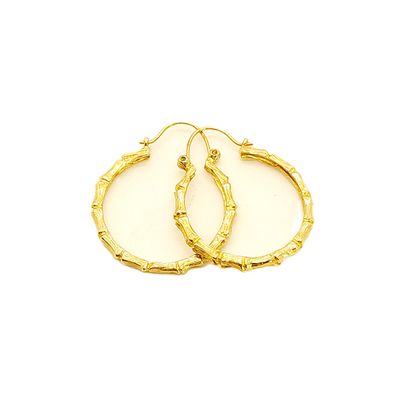 14k Gold Bamboo Hoop- 1"