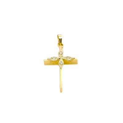 14k Gold Marquise Flower Diamond Cross- Size: 1"