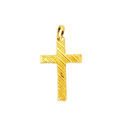 14k Gold Diamond Cut Textured Cross- Size: 1.5"