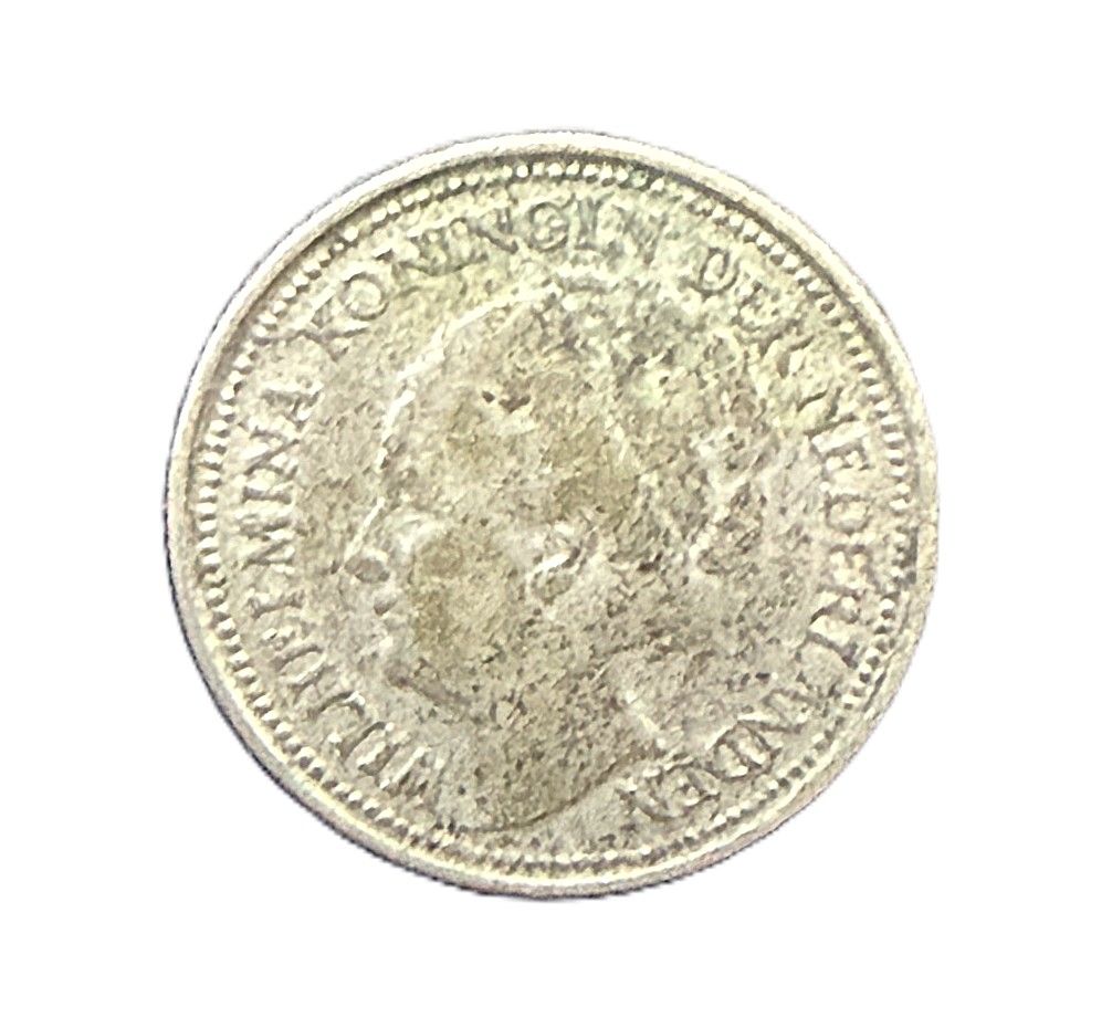1935 Netherlands Wilhelmina 10 Cents Silver Coin