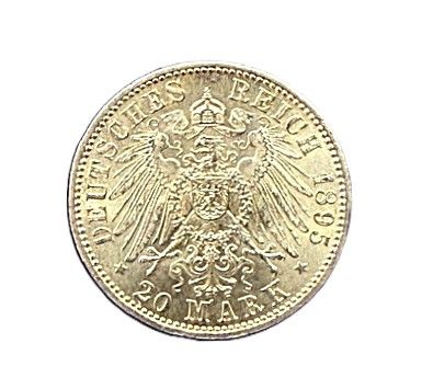 1895-A Germany Prussia 20 Mark Imperial Gold Coin Wilhelm II Very Fine