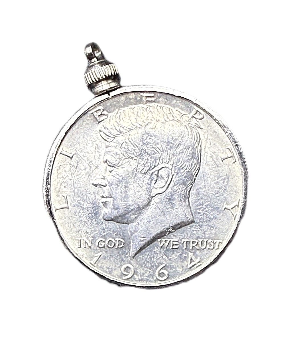 1964 Silver Kennedy Half Dollar in Sterling Silver Bezel