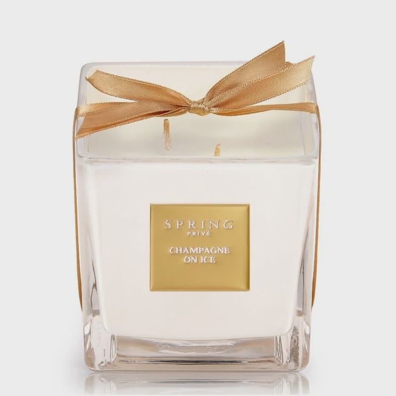 Geurkaars “Champagne on Ice” kubus 240gr White Fragrance – Spring Fragrances
