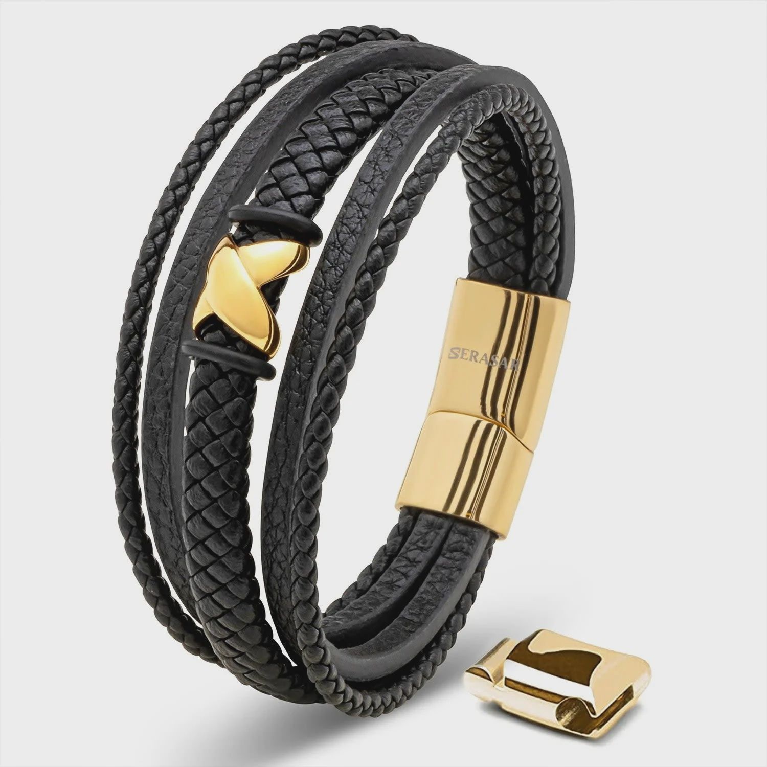 Lederarmband &quot;Flake&quot; Gold, 20cm