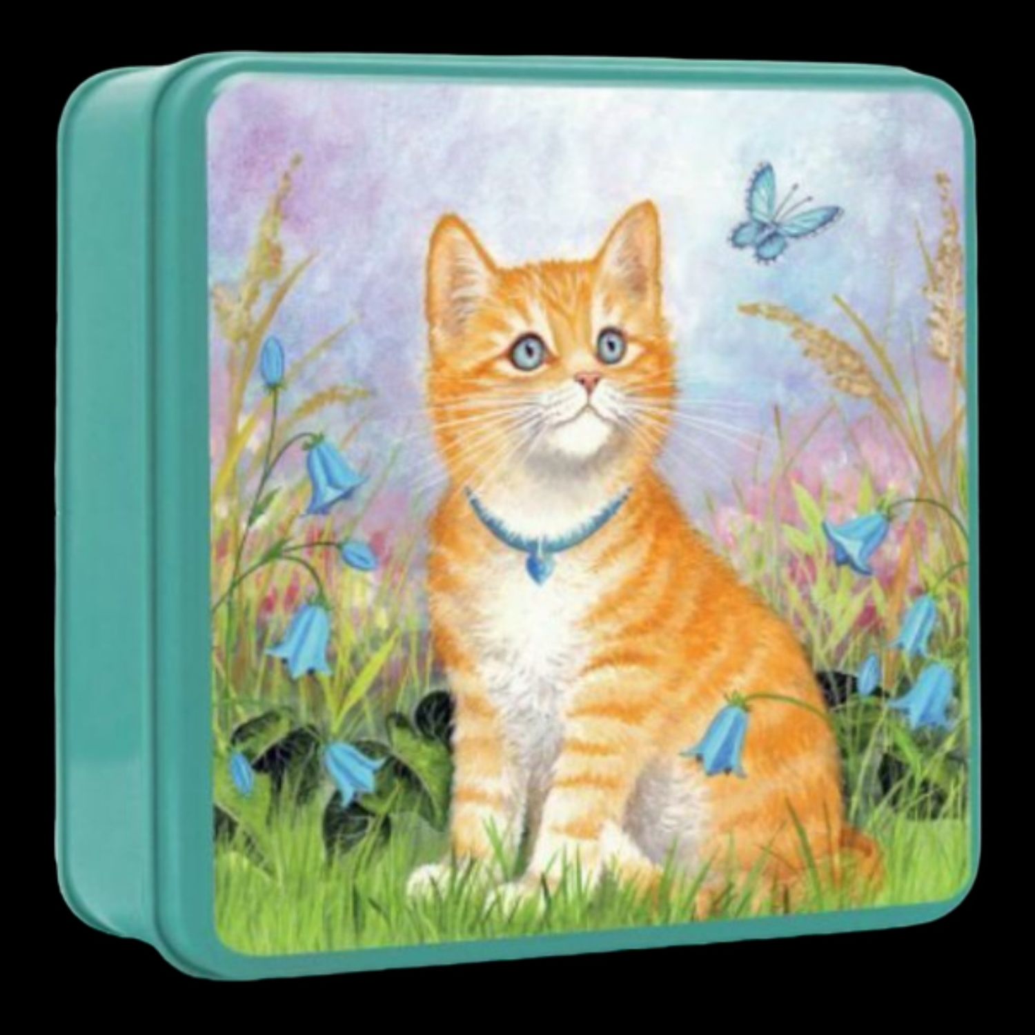 Embossed Tabby Cat With Butterfly Tin 100 gram