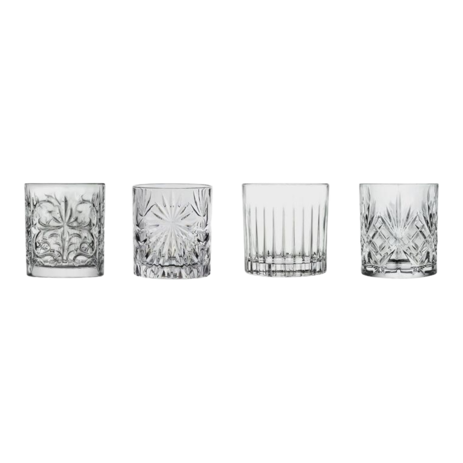MIXOLOGY SET A 4 COCKTAIL/WHISKEY GLAZEN