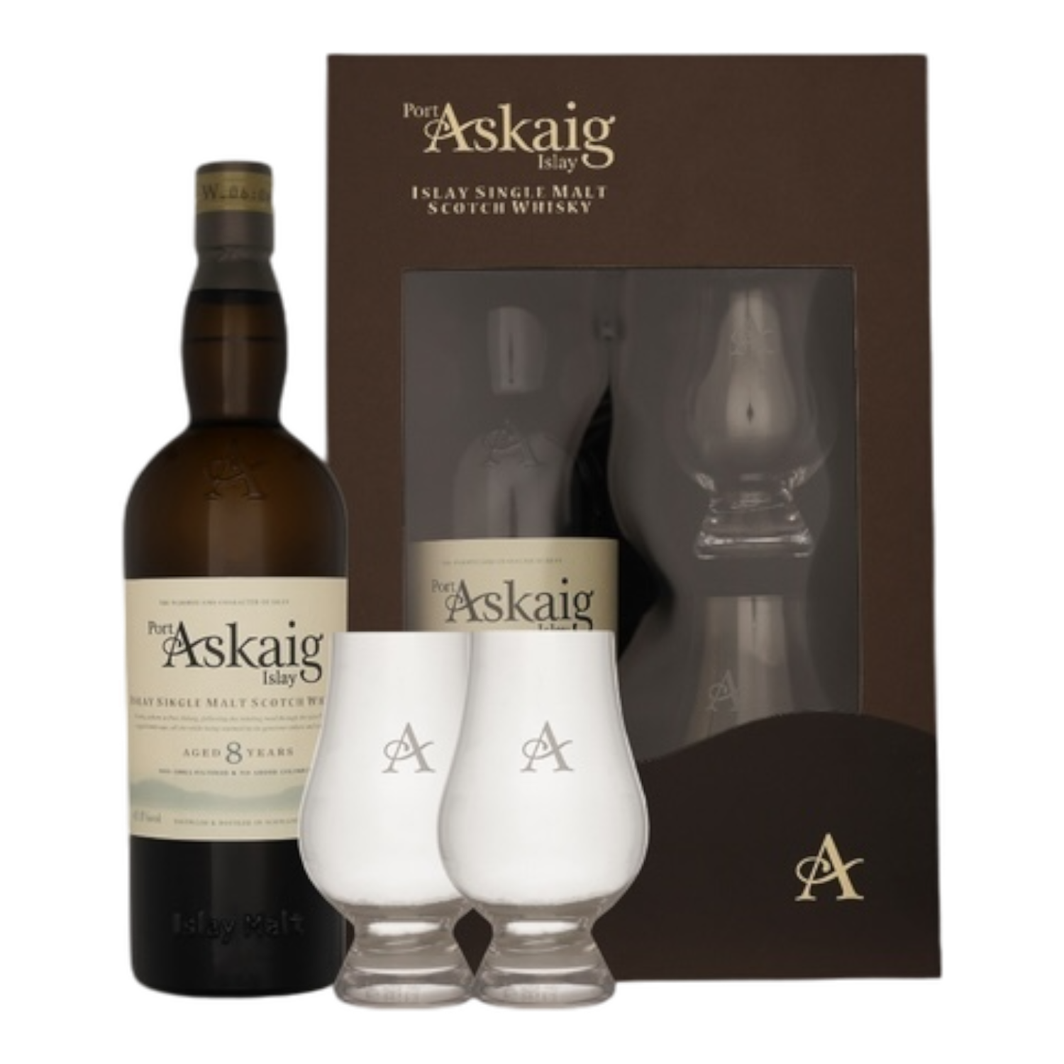 Port Askaig 8 Years + 2 Glazen 0.7L