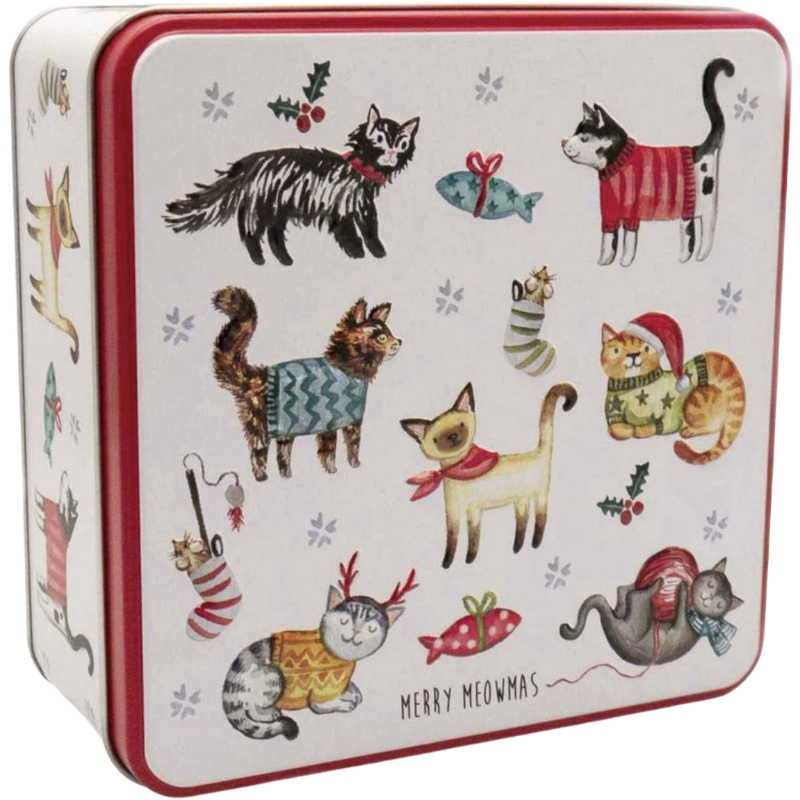 EMBOSSED MERRY MEOWMAS TIN 160GR