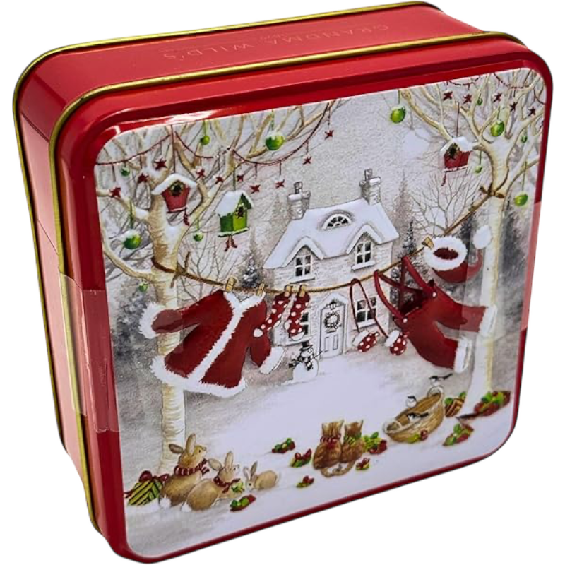 EMBOSSED SANTAS WASHING LINE TIN 100GR