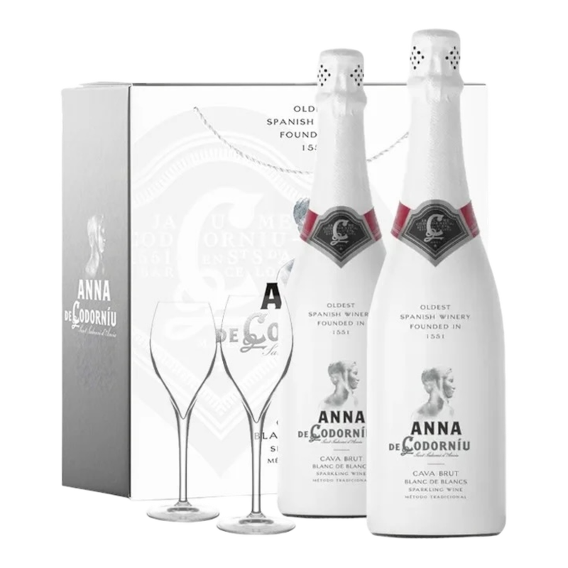 Gift Pack 2 x Anna Cava Blanc de Blancs + 2 glazen