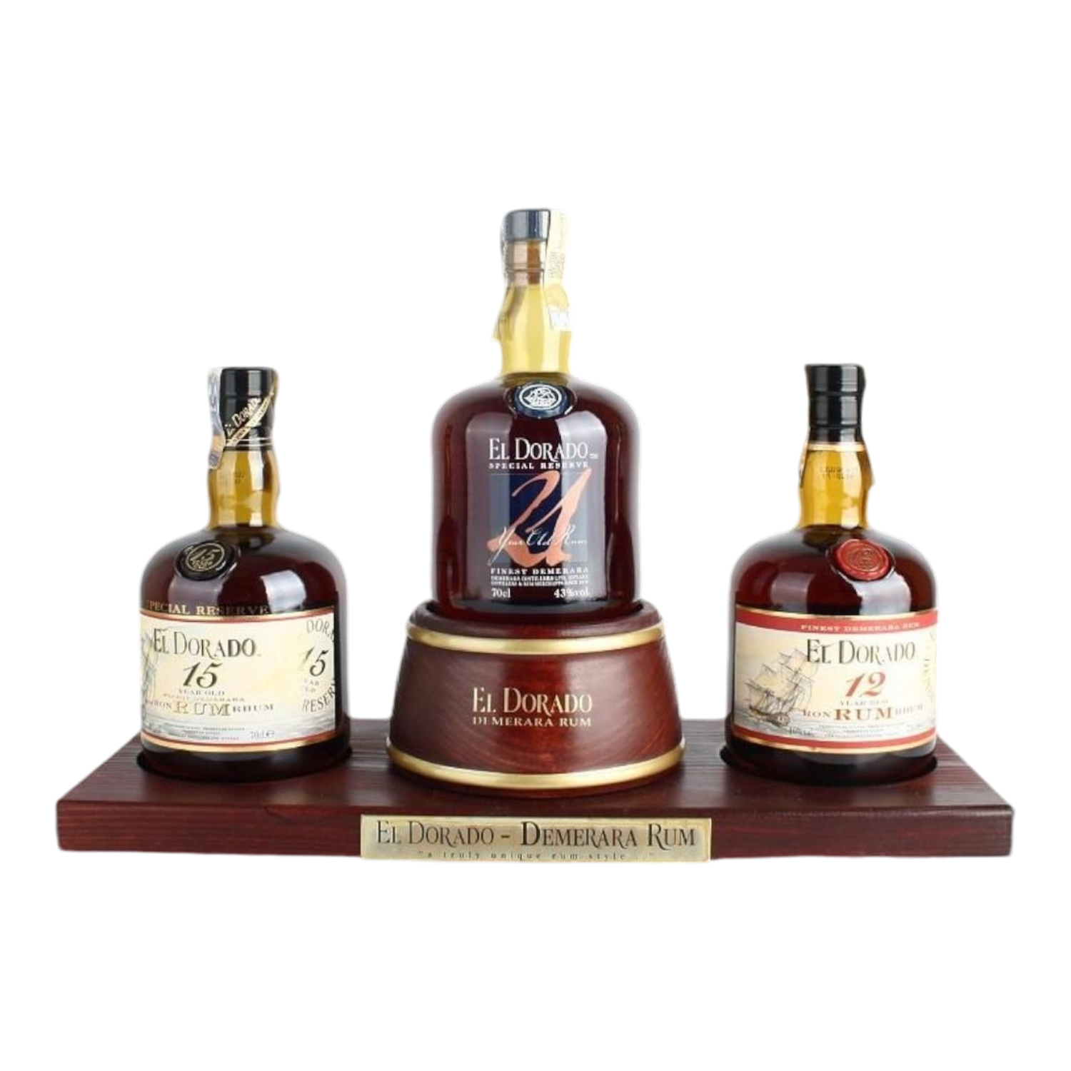 El Dorado Display met 3 flessen rum van 12y-15y-21y 42° - 2,1L