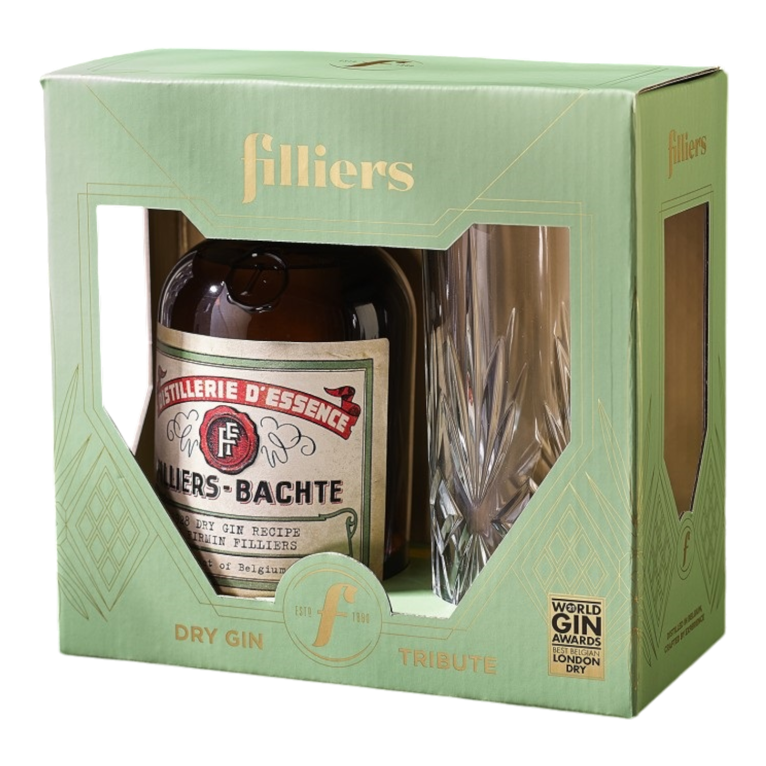 Filliers Dry Gin 28 Tribute + Glas 48° - 500ml
