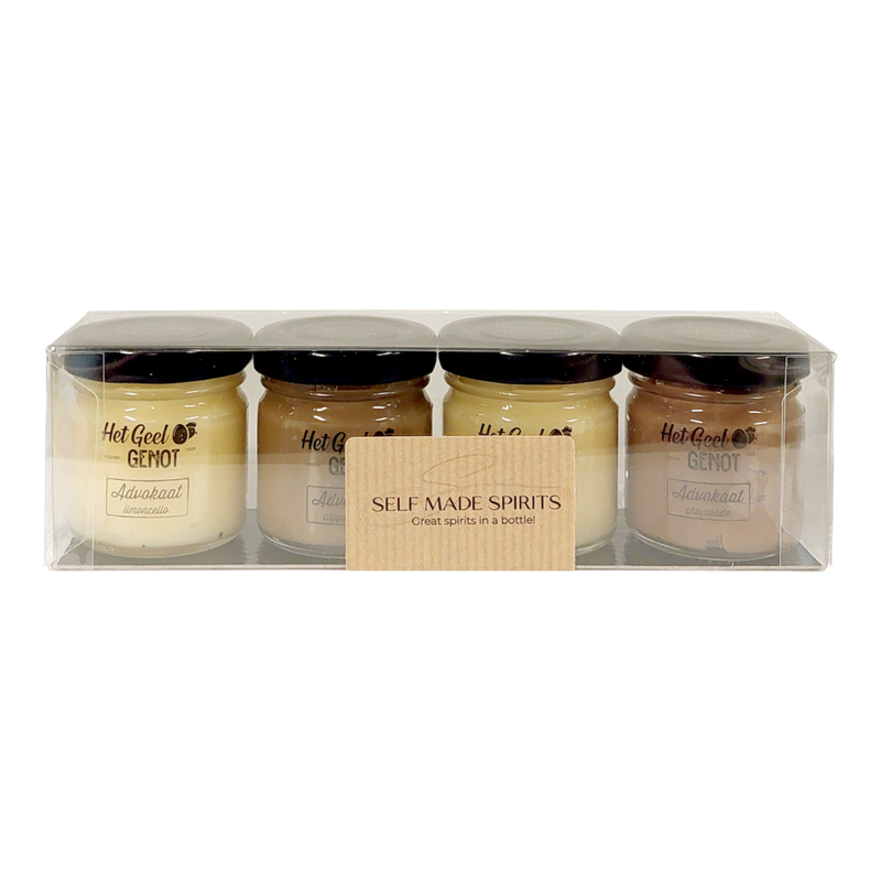 GEEL GENOT VINYLSET ADVOCAAT TRADITIONEEL - CAPPUCCINO - LIMONCELLO - CHOCOLADE 4X40ML