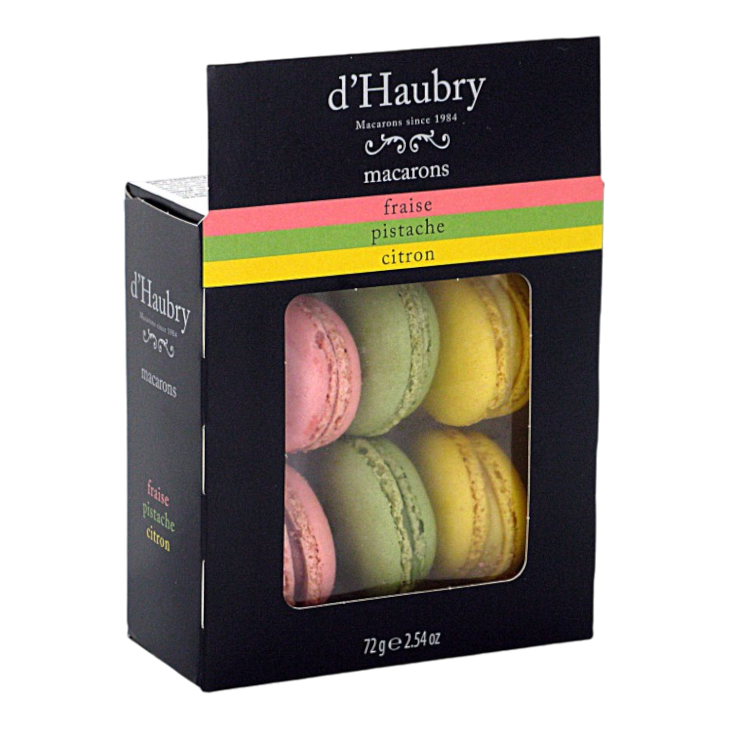 macarons aardbei-pistache-citroen 72g D&#39;HAUBRY