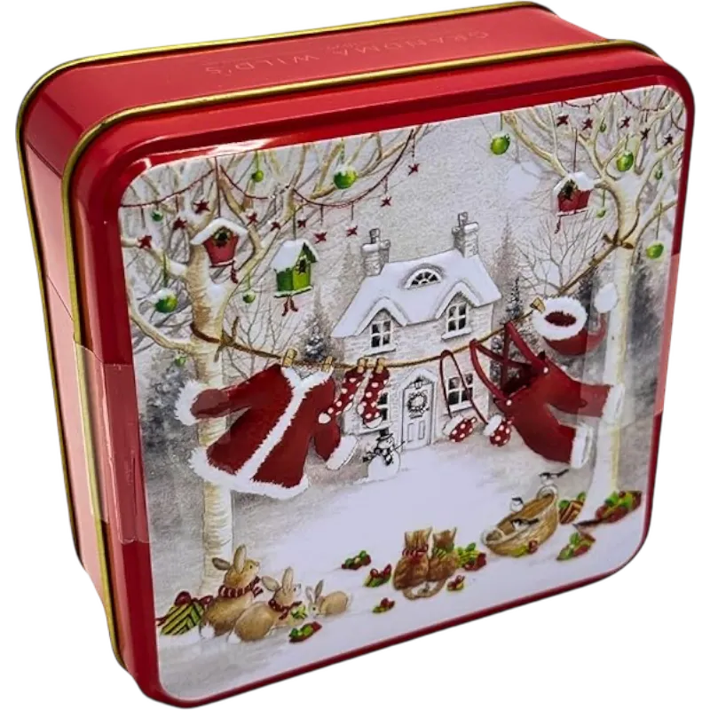 EMBOSSED SANTAS WASHING LINE TIN 100GR