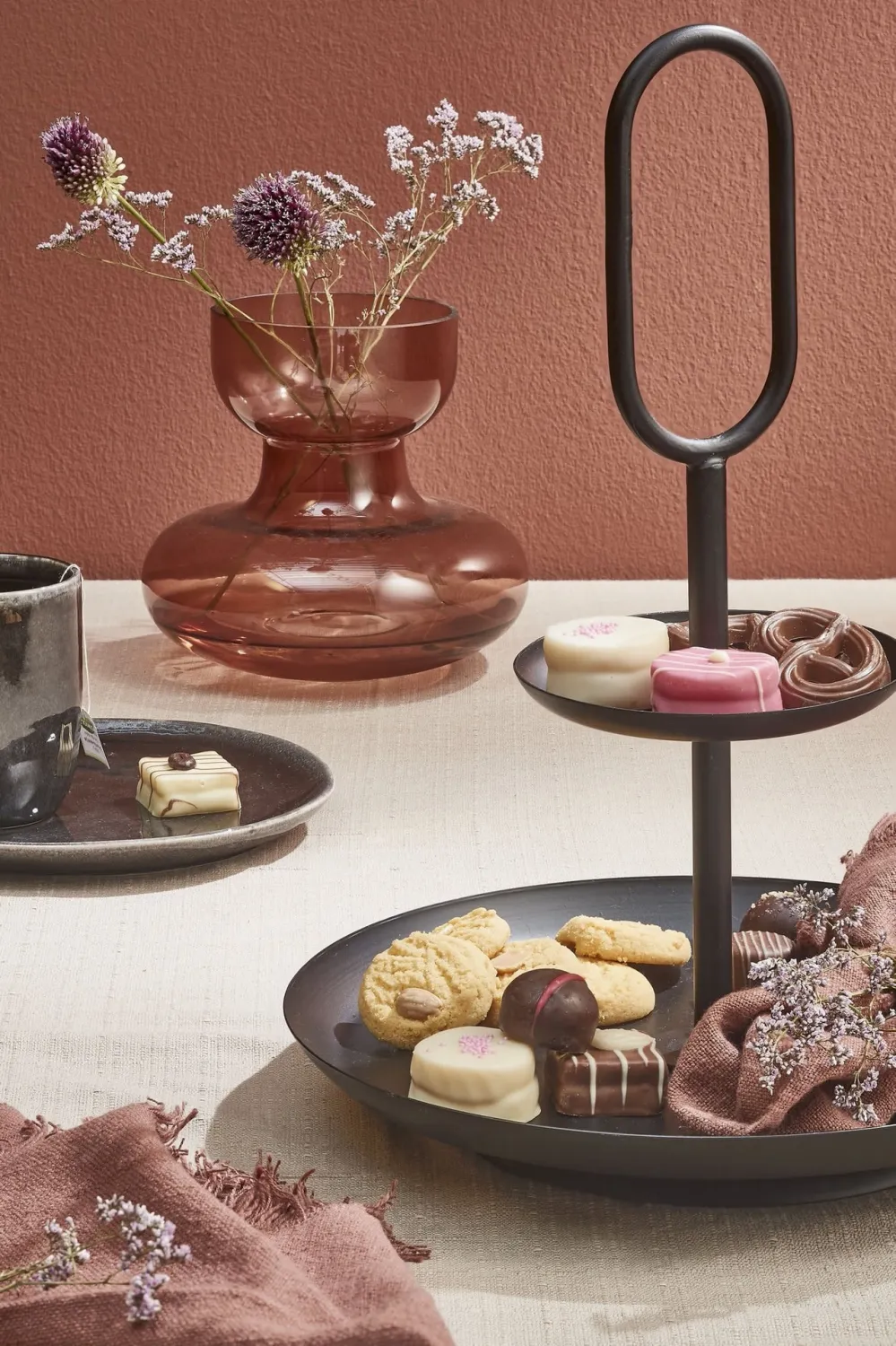 Rama Etagère 2-Laags - H36 x Ø28 cm - Metaal - Zwart