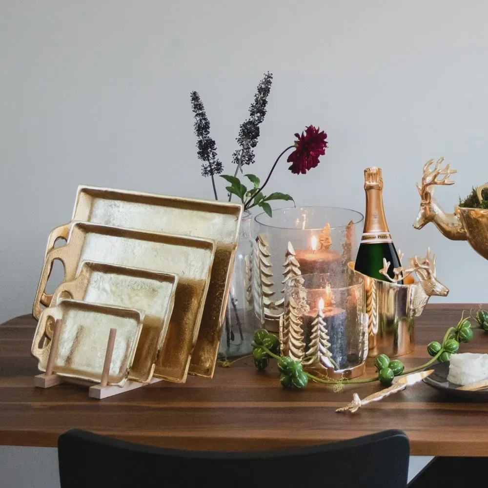 Dienblad rechthoek champagne goud 21cm