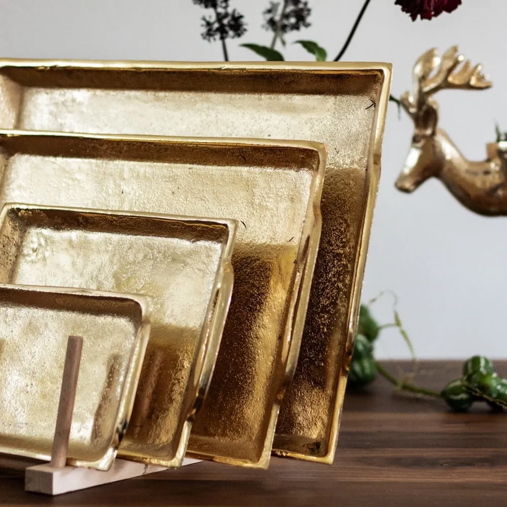Dienblad rechthoek champagne goud 21cm