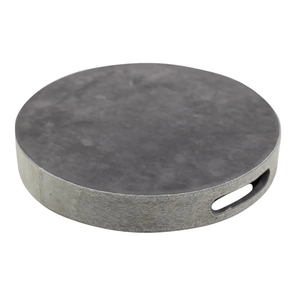 Dienbladen koehuid rond grijs (set of 3)