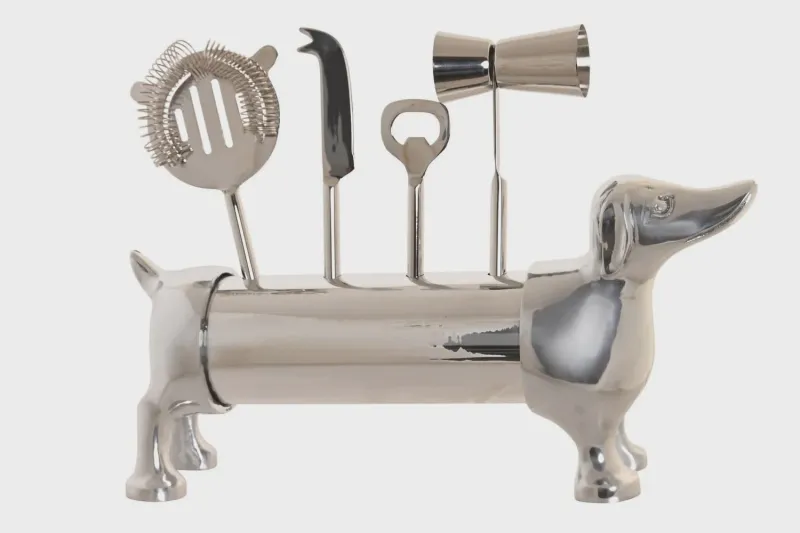 COCKTAIL SET 4 INOX 37X9X18 ZILVEREN CHROOM HOND