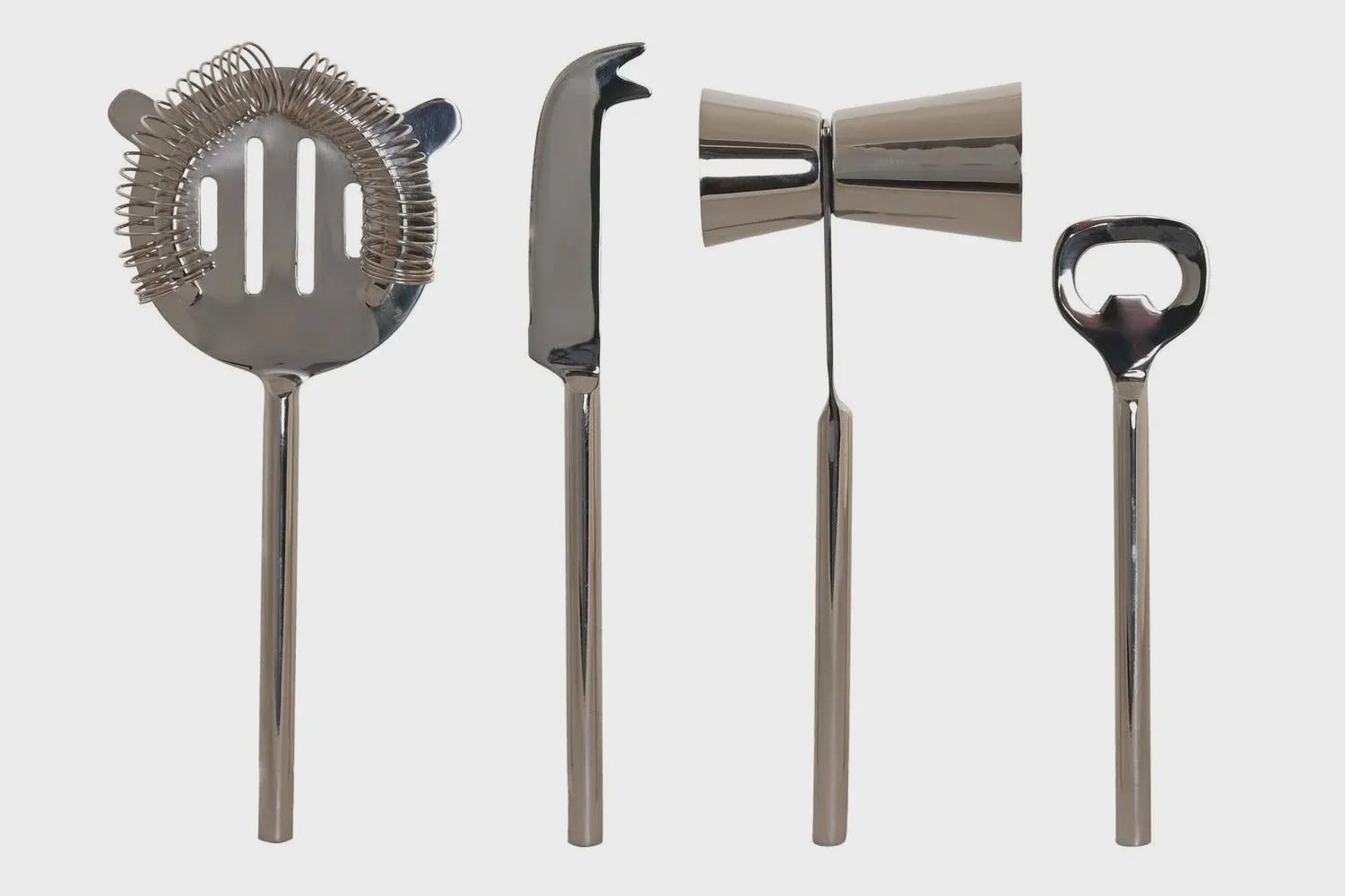 COCKTAIL SET 4 INOX 37X9X18 ZILVEREN CHROOM HOND