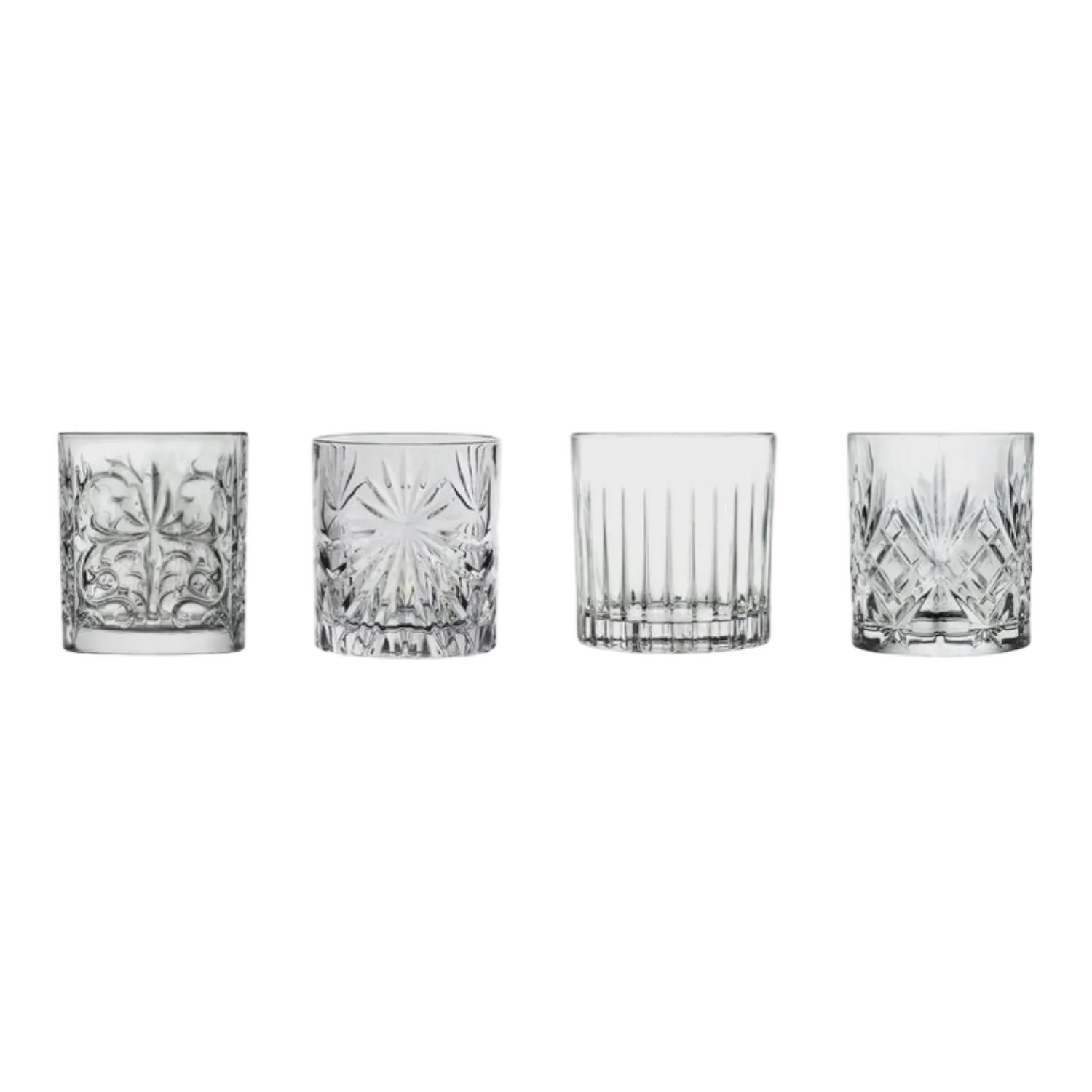 MIXOLOGY SET A 4 COCKTAIL/WHISKEY GLAZEN