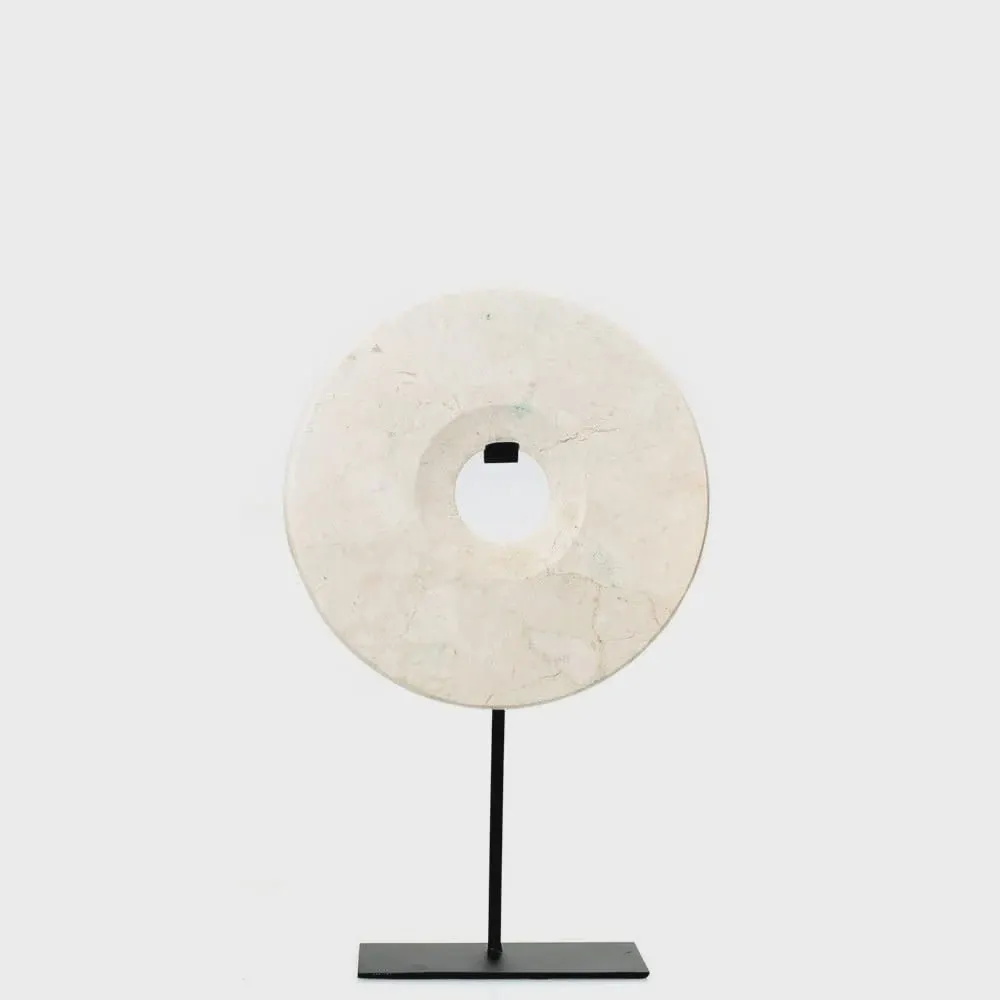 The Marble Disc on Stand - White - M