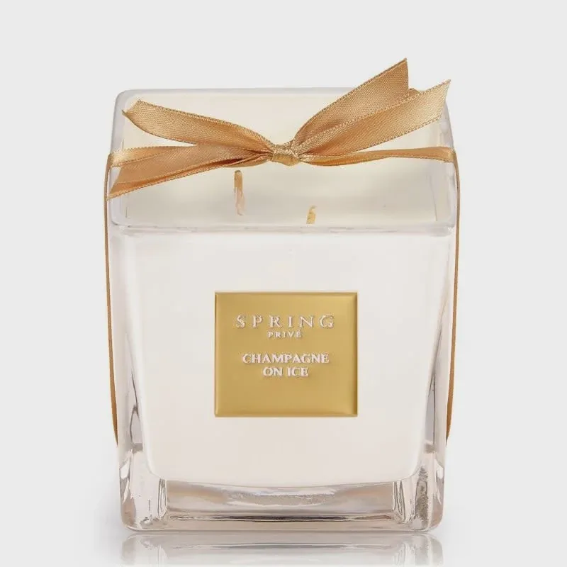 Geurkaars “Champagne on Ice” kubus 240gr White Fragrance – Spring Fragrances