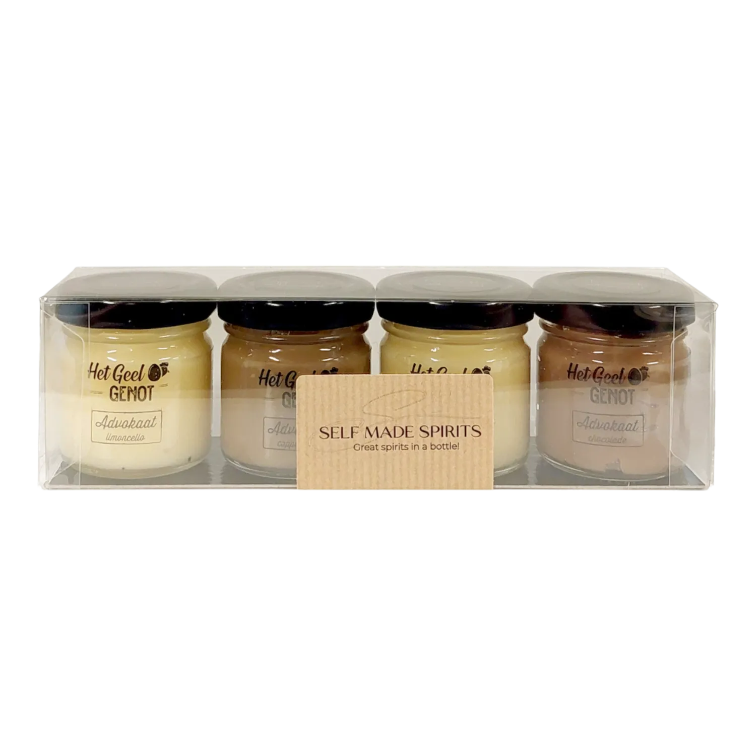 GEEL GENOT VINYLSET ADVOCAAT TRADITIONEEL - CAPPUCCINO - LIMONCELLO - CHOCOLADE 4X40ML