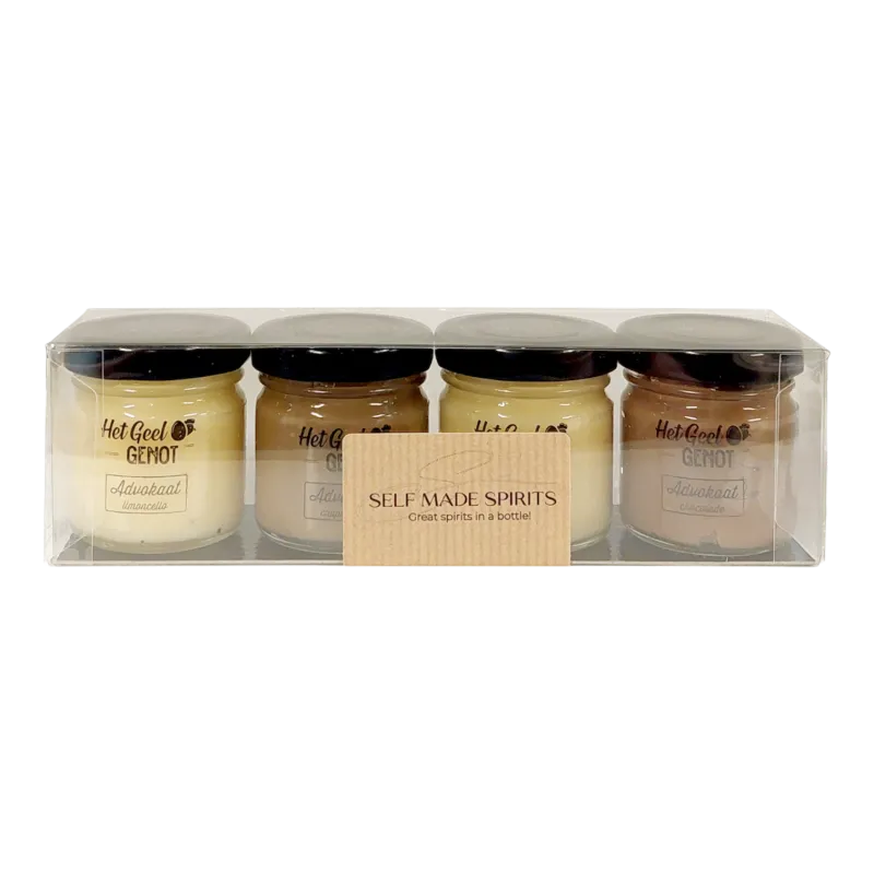 GEEL GENOT VINYLSET ADVOCAAT TRADITIONEEL - CAPPUCCINO - LIMONCELLO - CHOCOLADE 4X40ML
