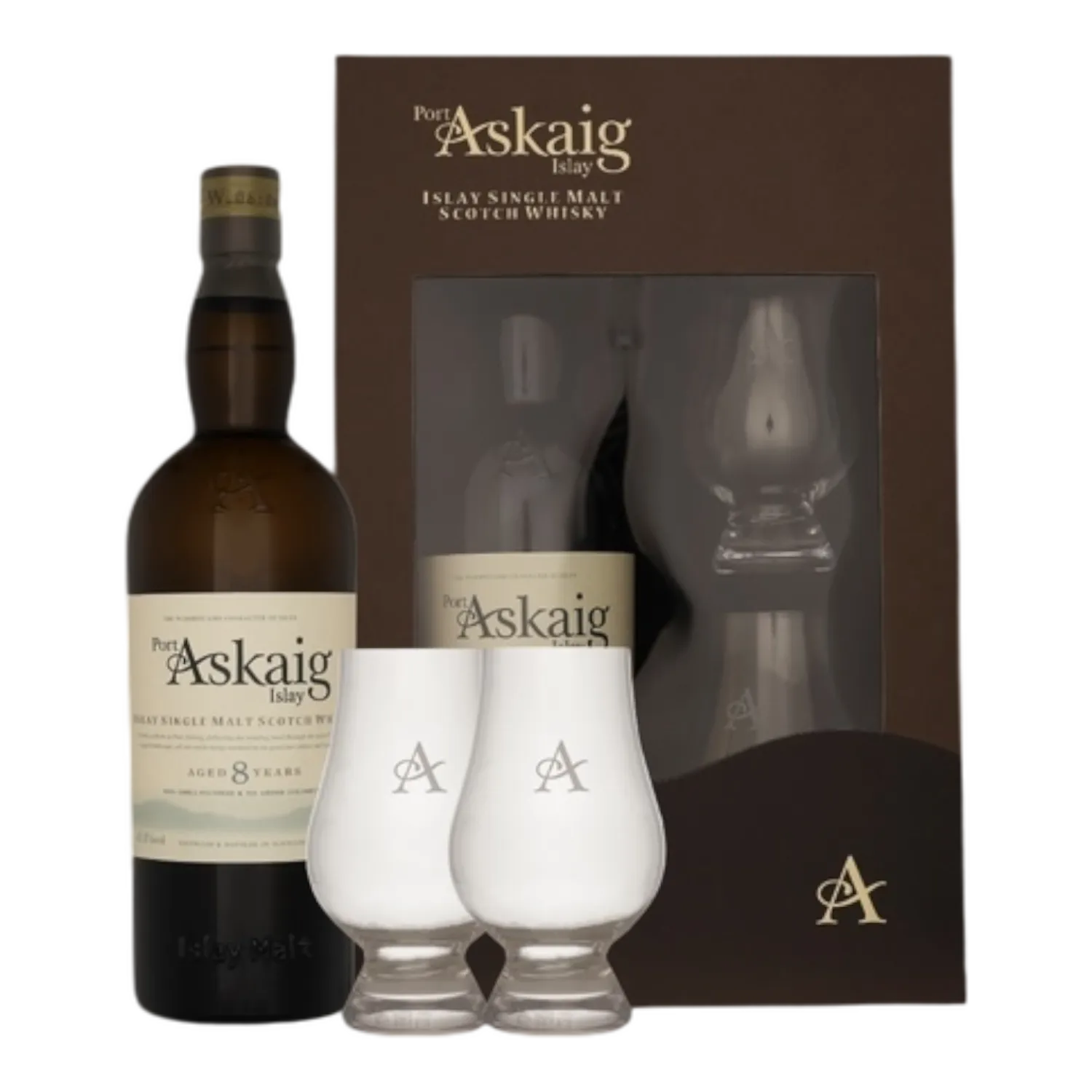 Port Askaig 8 Years + 2 Glazen 0.7L