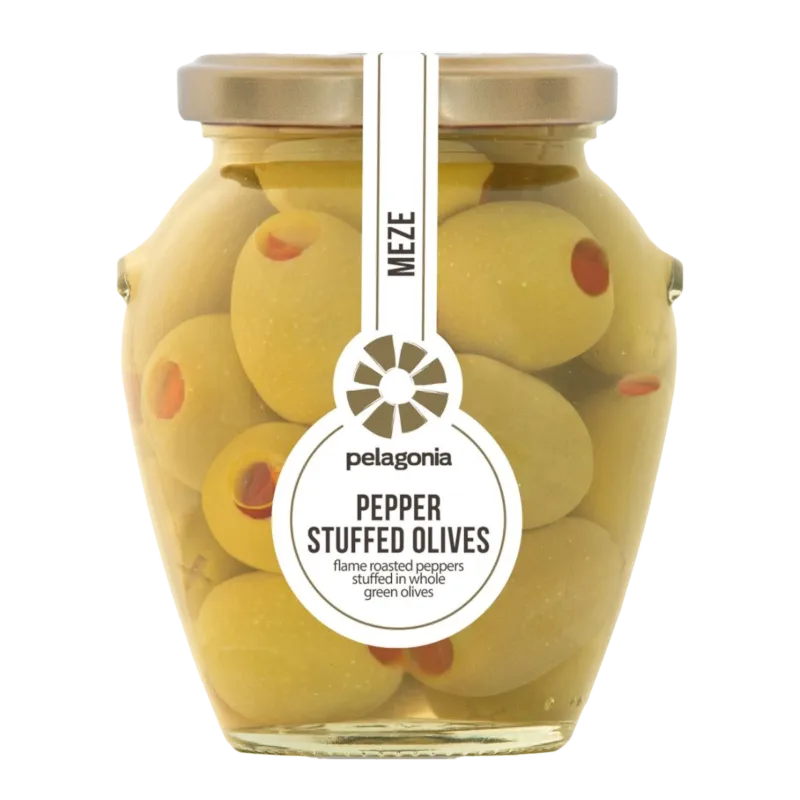 Pelagonia Olijven Groen Met Paprika 300g