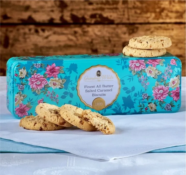 Victoriaanse Bloemen Blik Boterige Zoutkaramel 150g