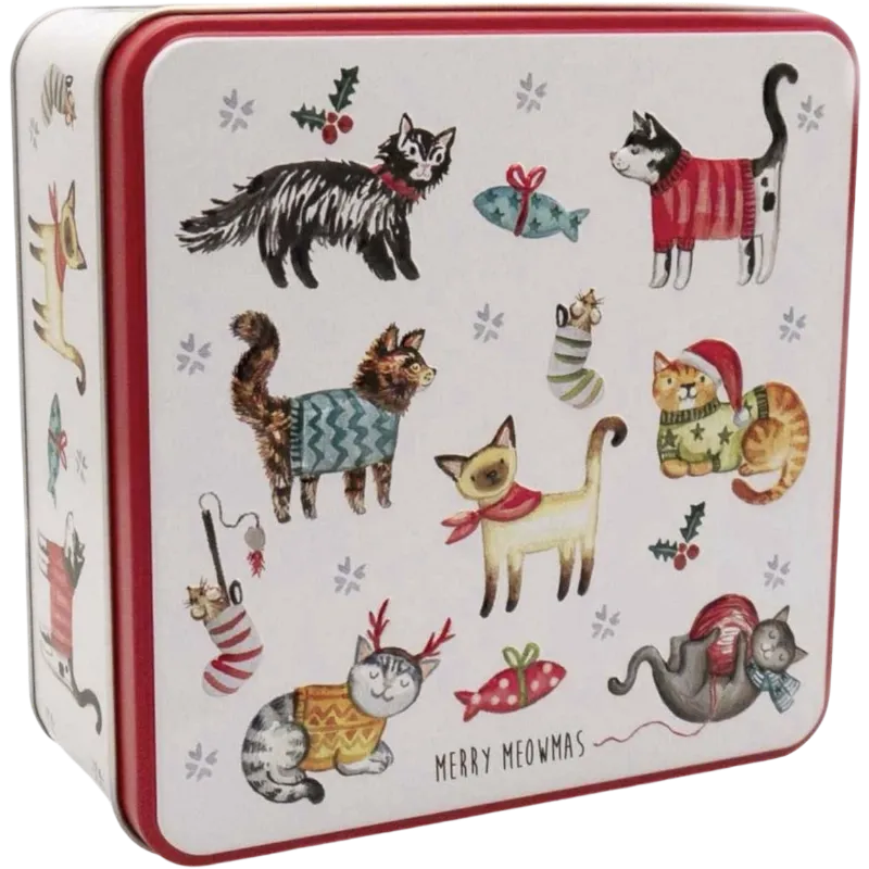 EMBOSSED MERRY MEOWMAS TIN 160GR