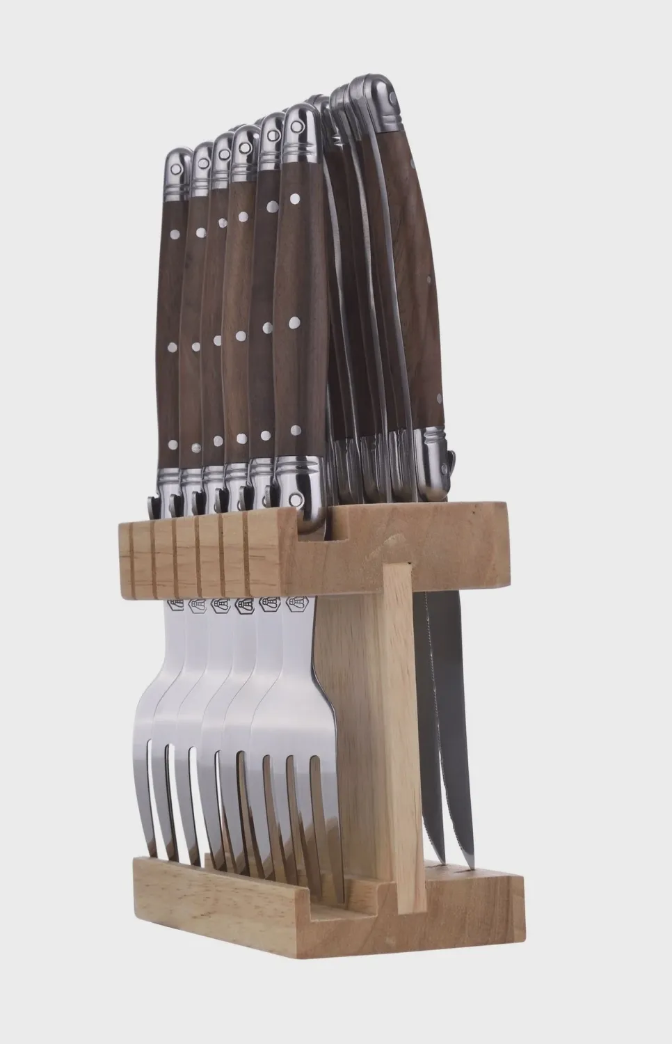 LAGUIOLE  6 MESSEN &amp; 6 VORKEN WALNOOTHOUT