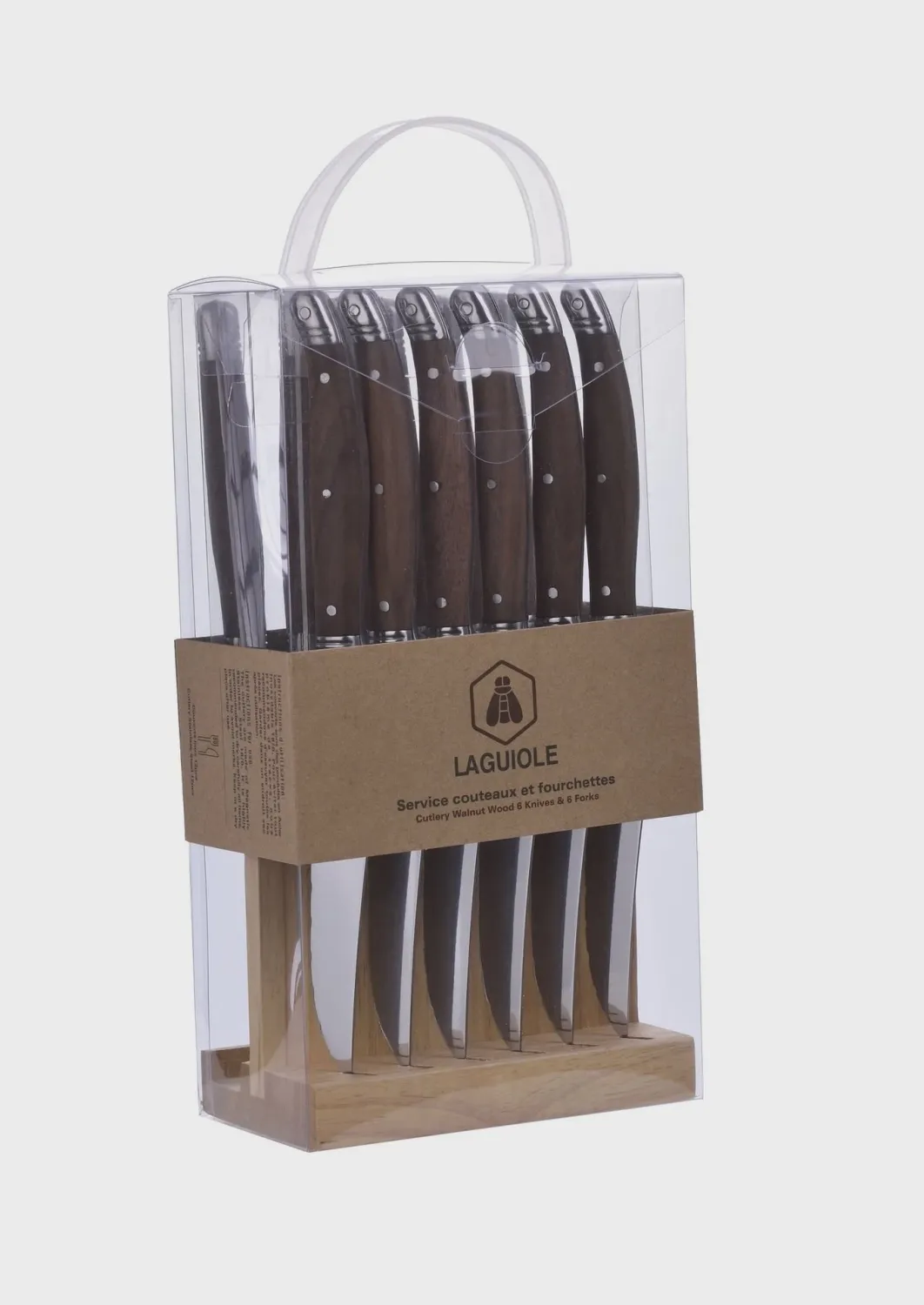 LAGUIOLE  6 MESSEN &amp; 6 VORKEN WALNOOTHOUT
