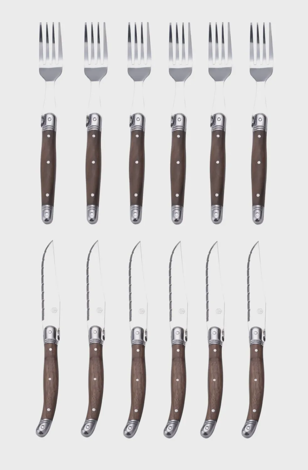 LAGUIOLE  6 MESSEN &amp; 6 VORKEN WALNOOTHOUT