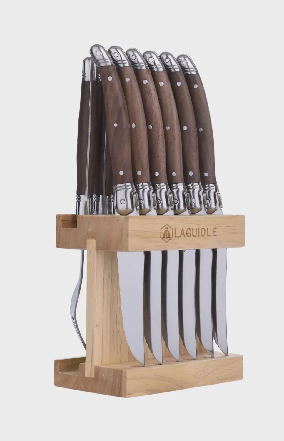 LAGUIOLE  6 MESSEN &amp; 6 VORKEN WALNOOTHOUT
