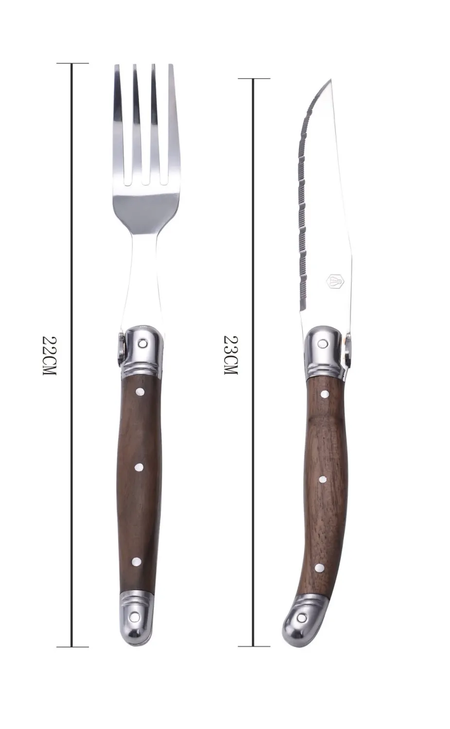 LAGUIOLE  6 MESSEN &amp; 6 VORKEN WALNOOTHOUT