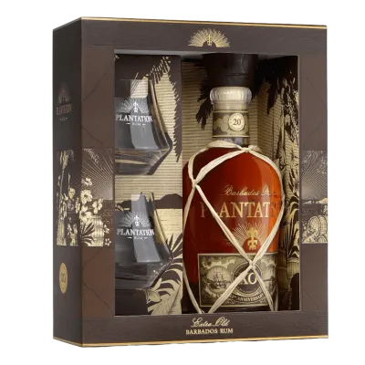 Plantation Rum Barbados Extra 20th Anniversary + 2 Verres 40° - 0.7L