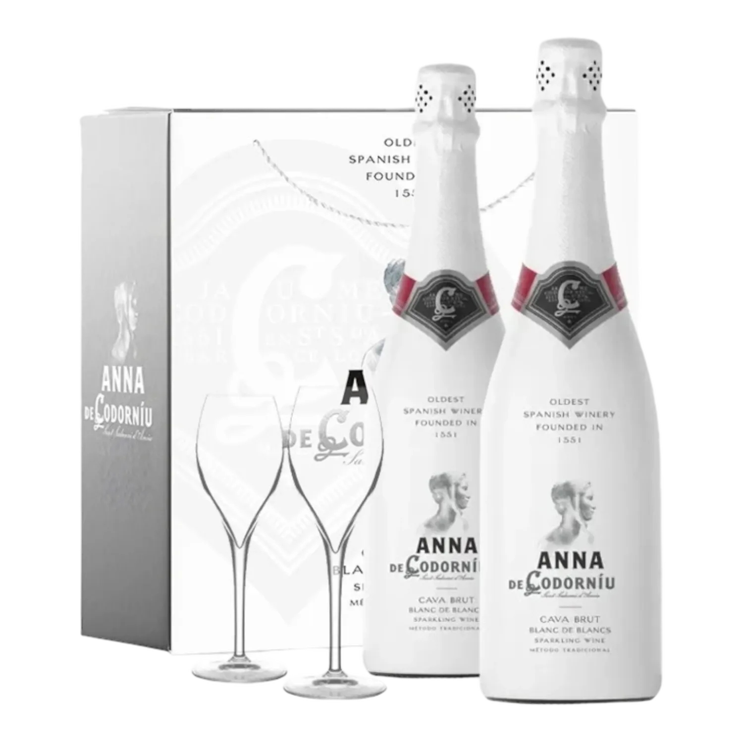 Gift Pack 2 x Anna Cava Blanc de Blancs + 2 glazen