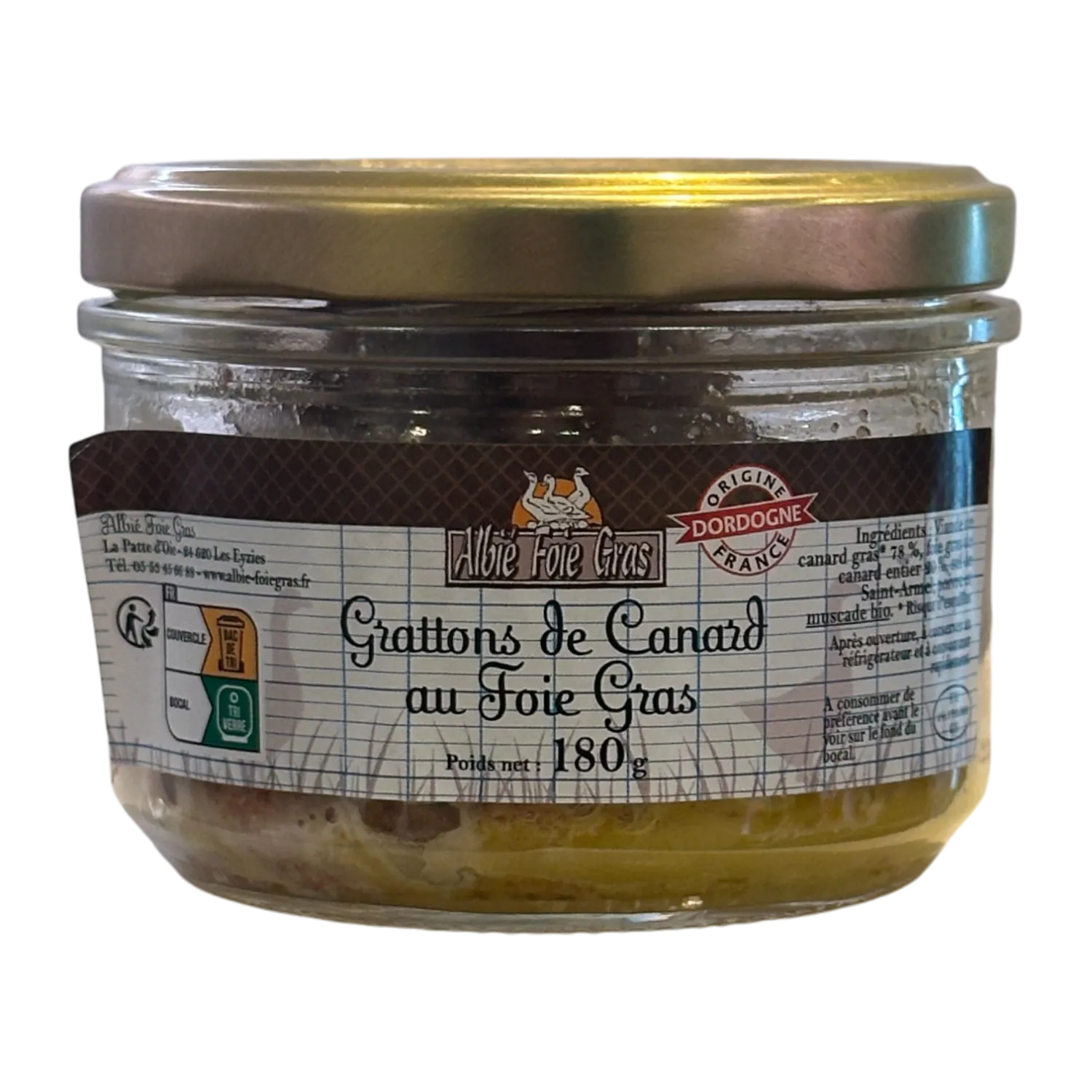 Grattons van eend met foie gras 180gr