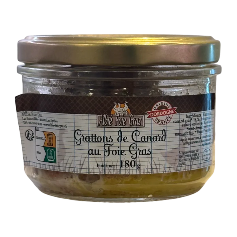 Grattons van eend met foie gras 180gr