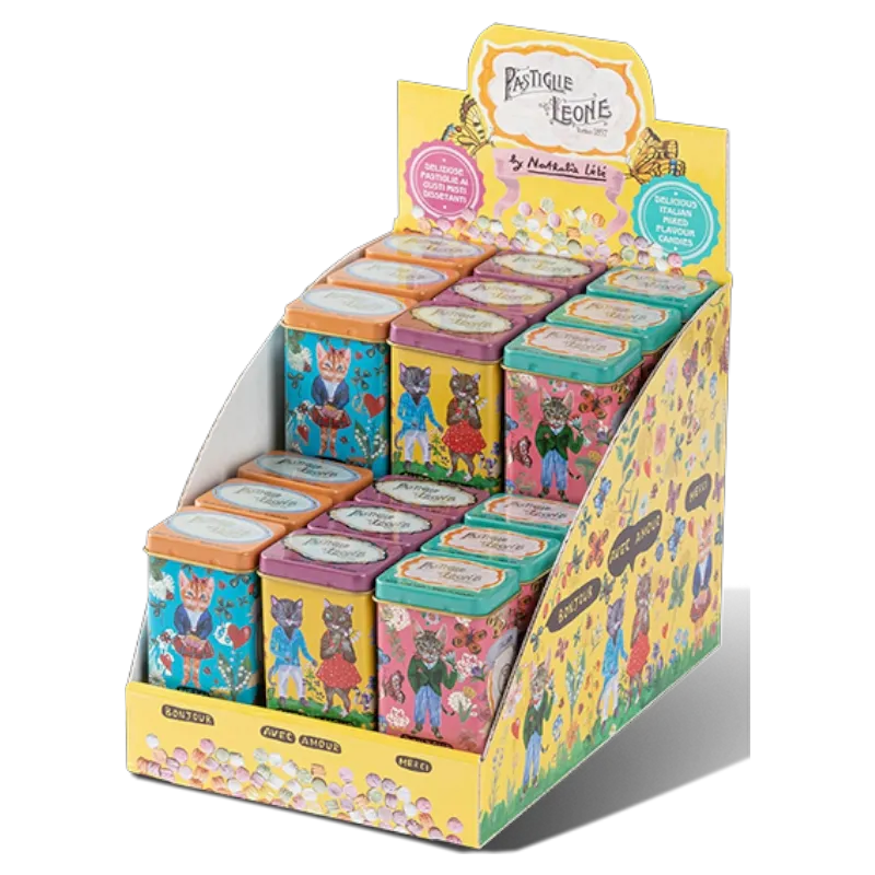 Metalen doosjes met katten gevuld met snoepjes 45gr